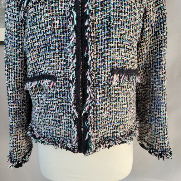 J. Crew Metallic Tweed Lady Jacket Blazer Rainbow Multicolor Black 8 - Picture 9 of 16